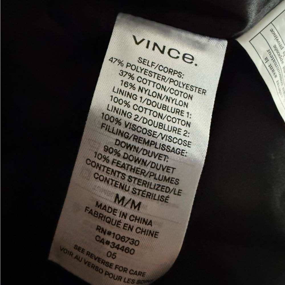VINCE Mens Black Full Zip Hooded Down Parka Jacket Coat Size M - Picture 10 of 12